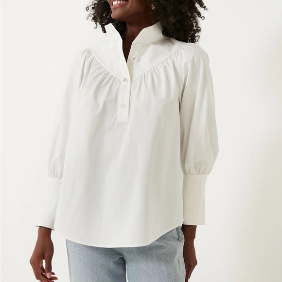 White Poplin Corrigan Blouse - Picture 1 of 10